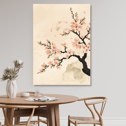 Japandi Cherry Blossom Wall Art Canvas Print