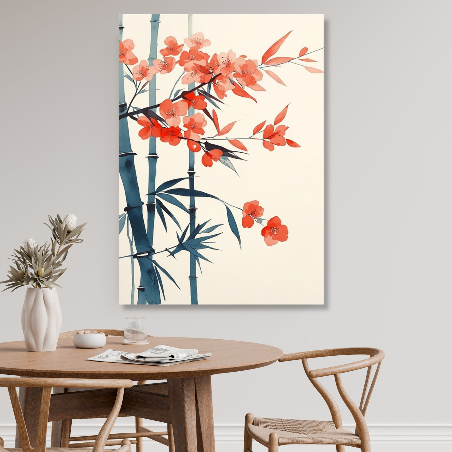 Japanese Flowering Bamboo Wall Art Canvas Print