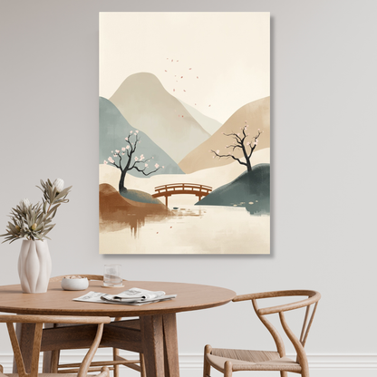 Japandi Japanese Garden Wall Art Canvas Print