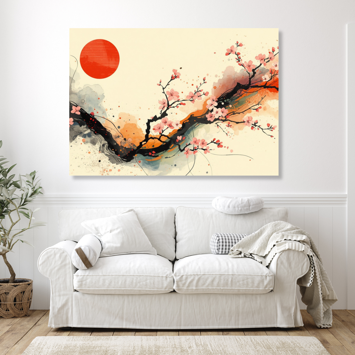 Abstract Cherry Blossom Wall Art Canvas Print