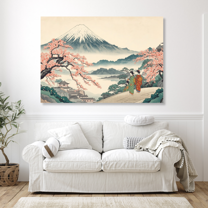 Mount Fuji Cherry Blossoms Wall Art Canvas Print