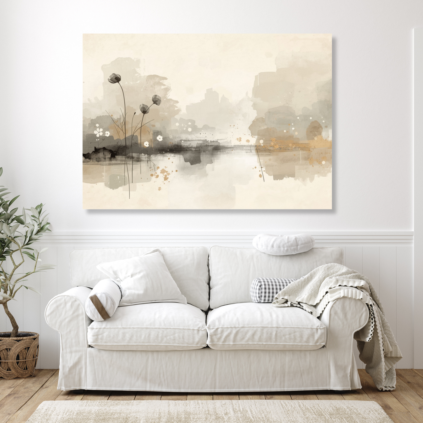 Japandi Pond Wall Art Canvas Print