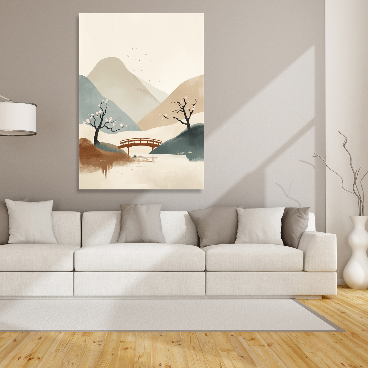 Japandi Japanese Garden Wall Art Canvas Print