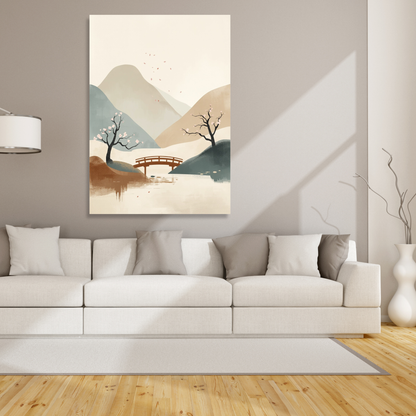 Japandi Japanese Garden Wall Art Canvas Print