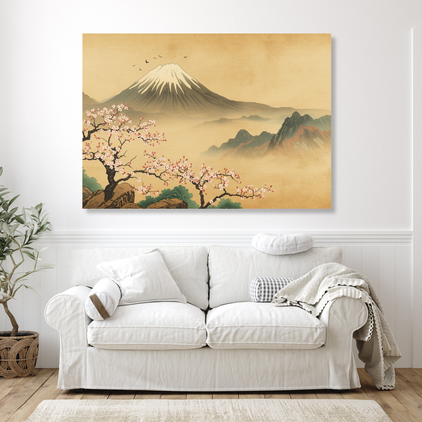 Vintage Mount Fuji Wall Art Canvas Print
