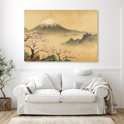 Vintage Mount Fuji Wall Art Canvas Print