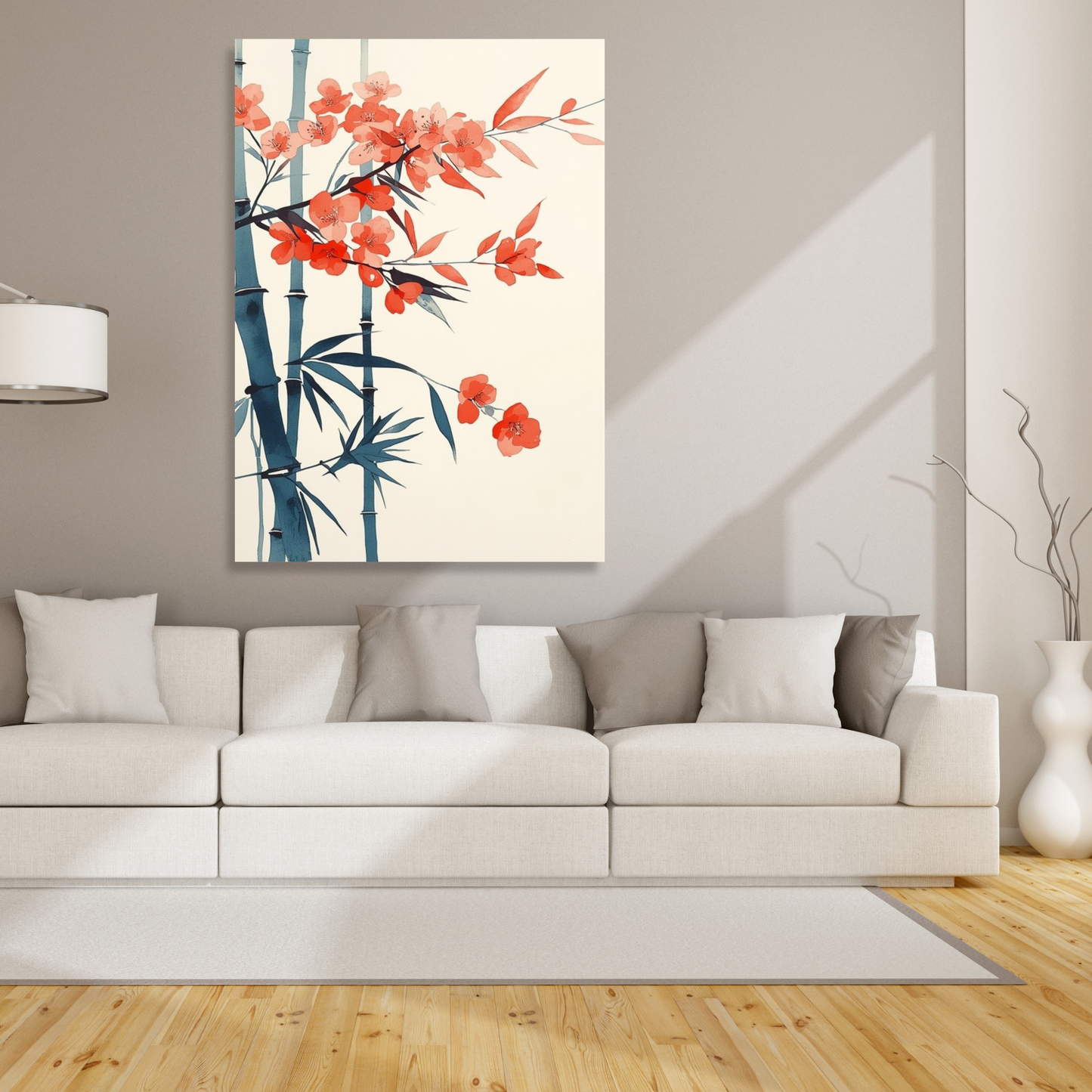Japanese Flowering Bamboo Wall Art Canvas Print