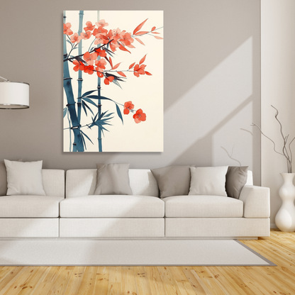 Japanese Flowering Bamboo Wall Art Canvas Print