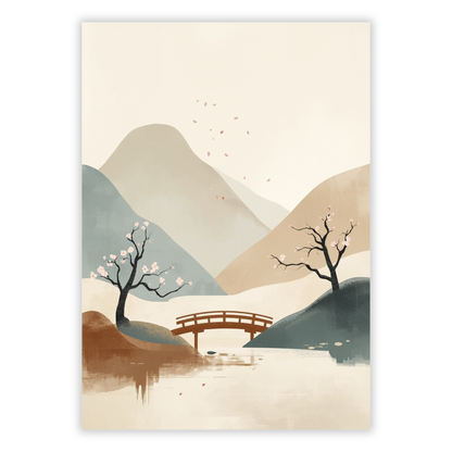 Japandi Japanese Garden Wall Art Canvas Print