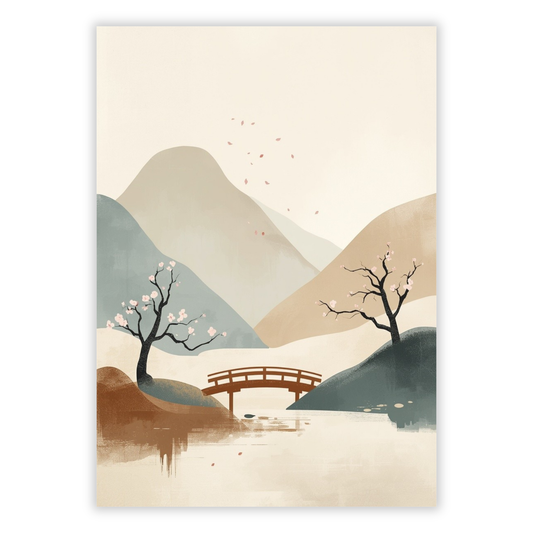 Japandi Japanese Garden Wall Art Canvas Print