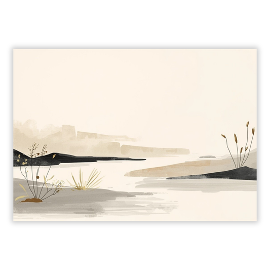 Japandi Stream Wall Art Canvas Print