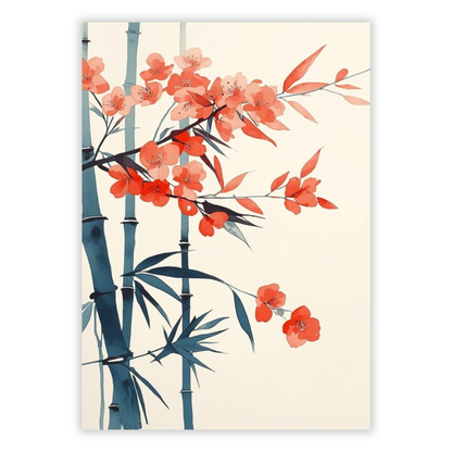 Japanese Flowering Bamboo Wall Art Canvas Print