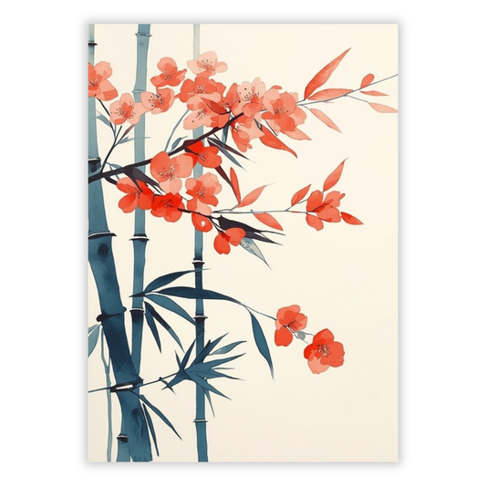 Japanese Flowering Bamboo Wall Art Canvas Print