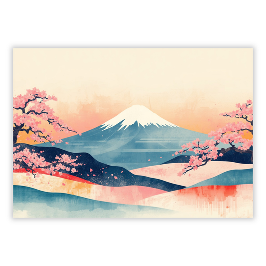 Mount Fuji Technicolour Wall Art Canvas Print