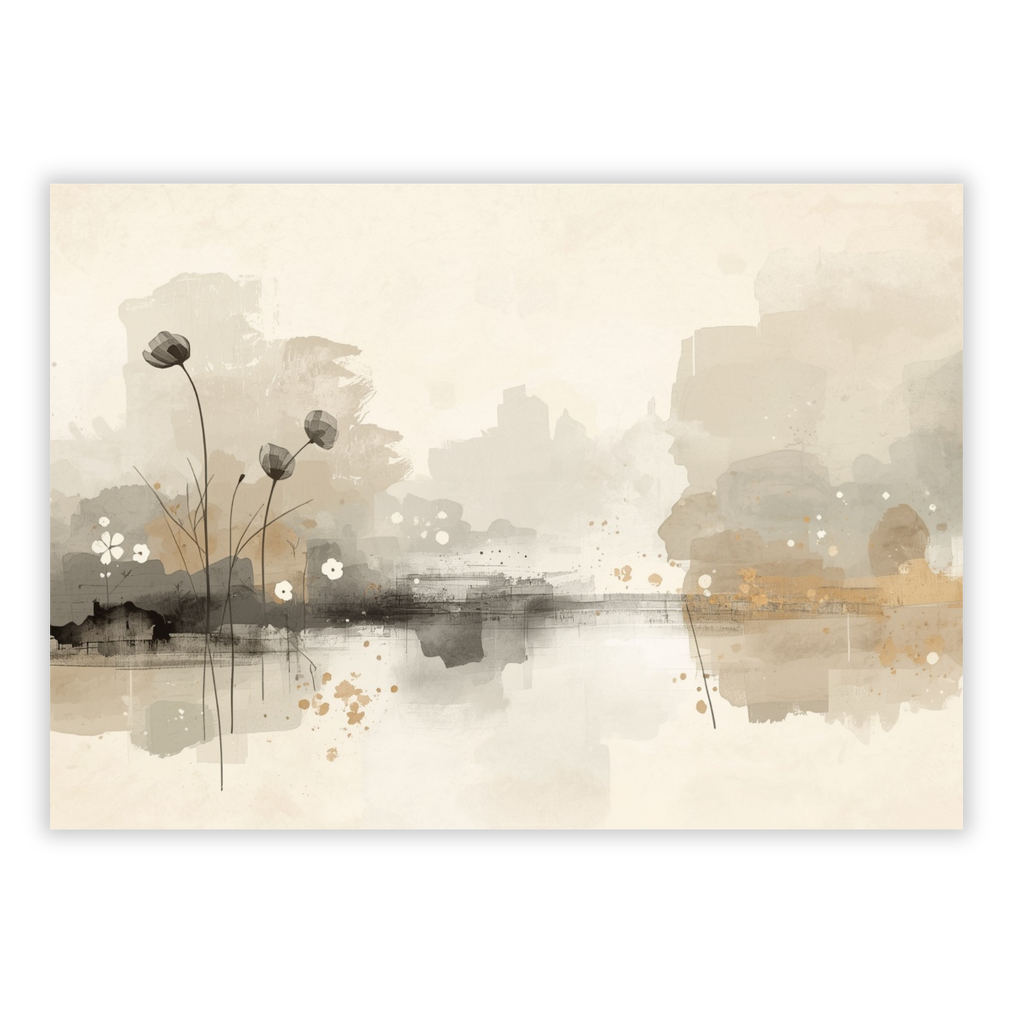 Japandi Pond Wall Art Canvas Print