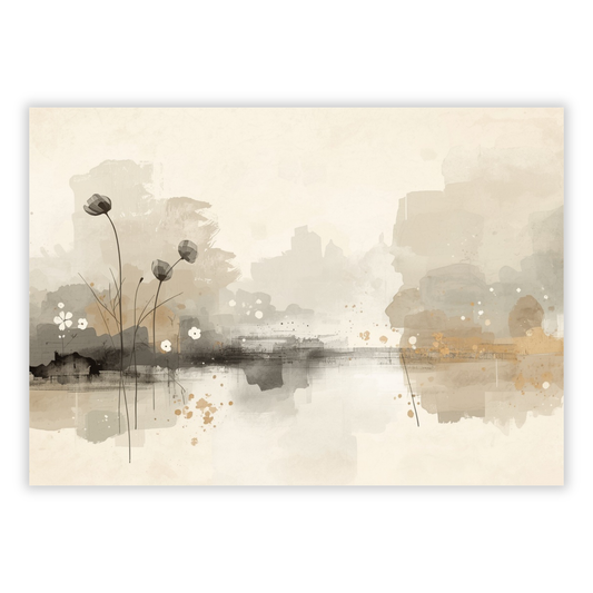 Japandi Pond Wall Art Canvas Print