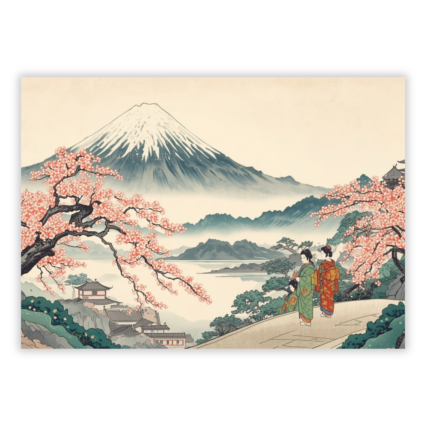 Mount Fuji Cherry Blossoms Wall Art Canvas Print