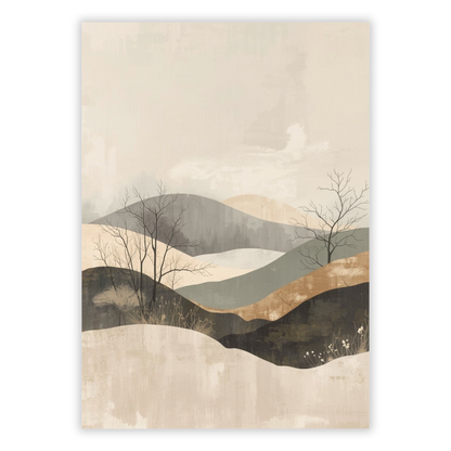 Japandi Mountains Wall Art Canvas Print