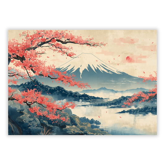 Mount Fuji Vintage Wall Art Canvas Print