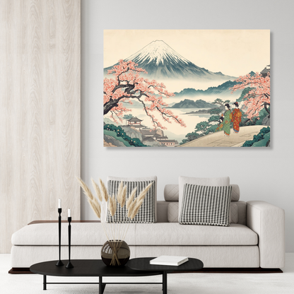 Mount Fuji Cherry Blossoms Wall Art Canvas Print