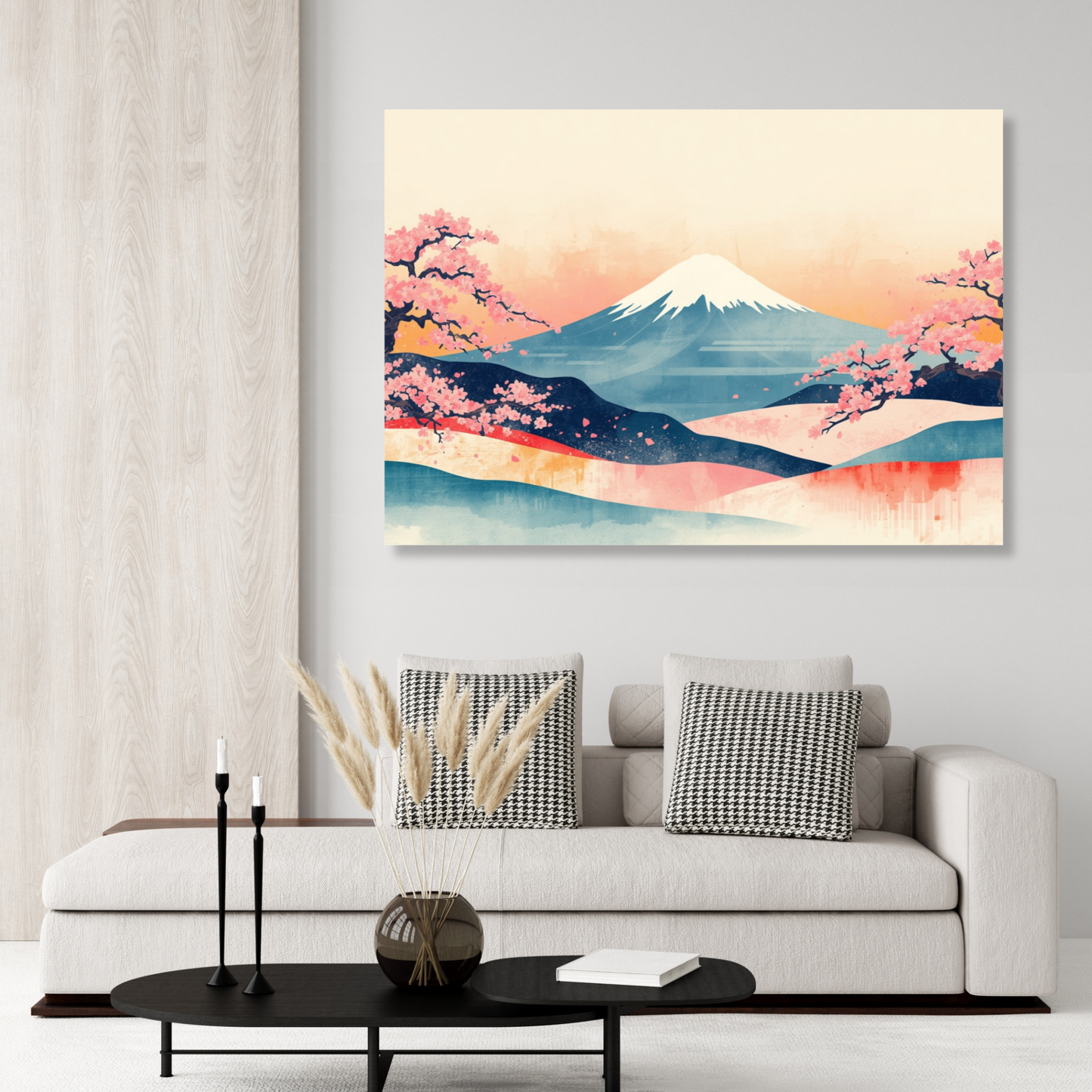Mount Fuji Technicolour Wall Art Canvas Print