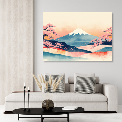 Mount Fuji Technicolour Wall Art Canvas Print
