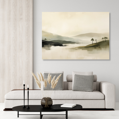 Japandi Morning Mist Wall Art Canvas Print