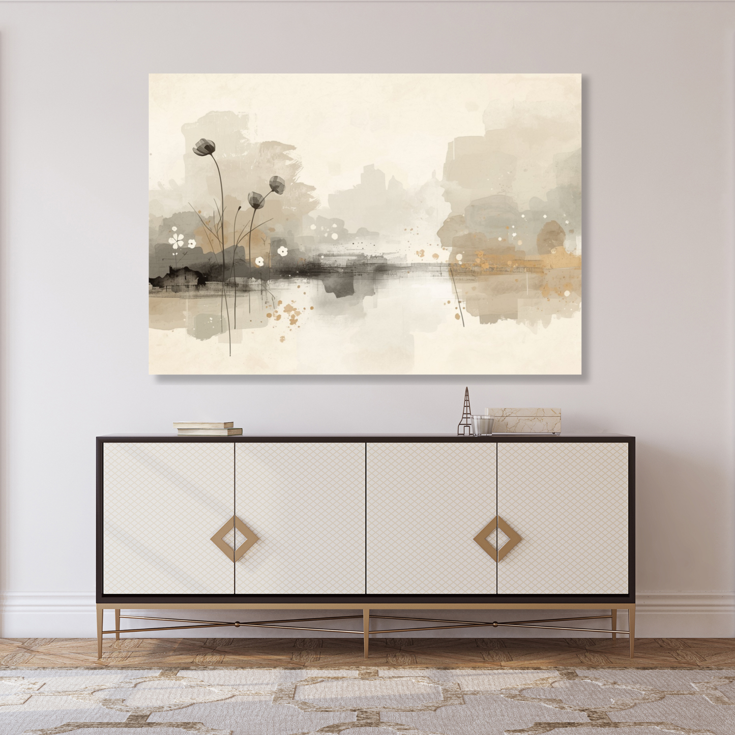 Japandi Pond Wall Art Canvas Print