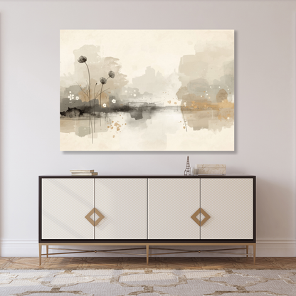Japandi Pond Wall Art Canvas Print