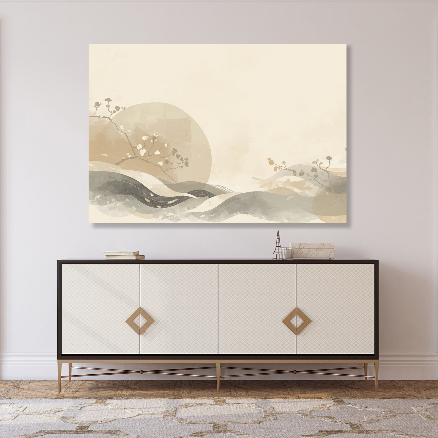 Japandi Sunrise Wall Art Canvas Print