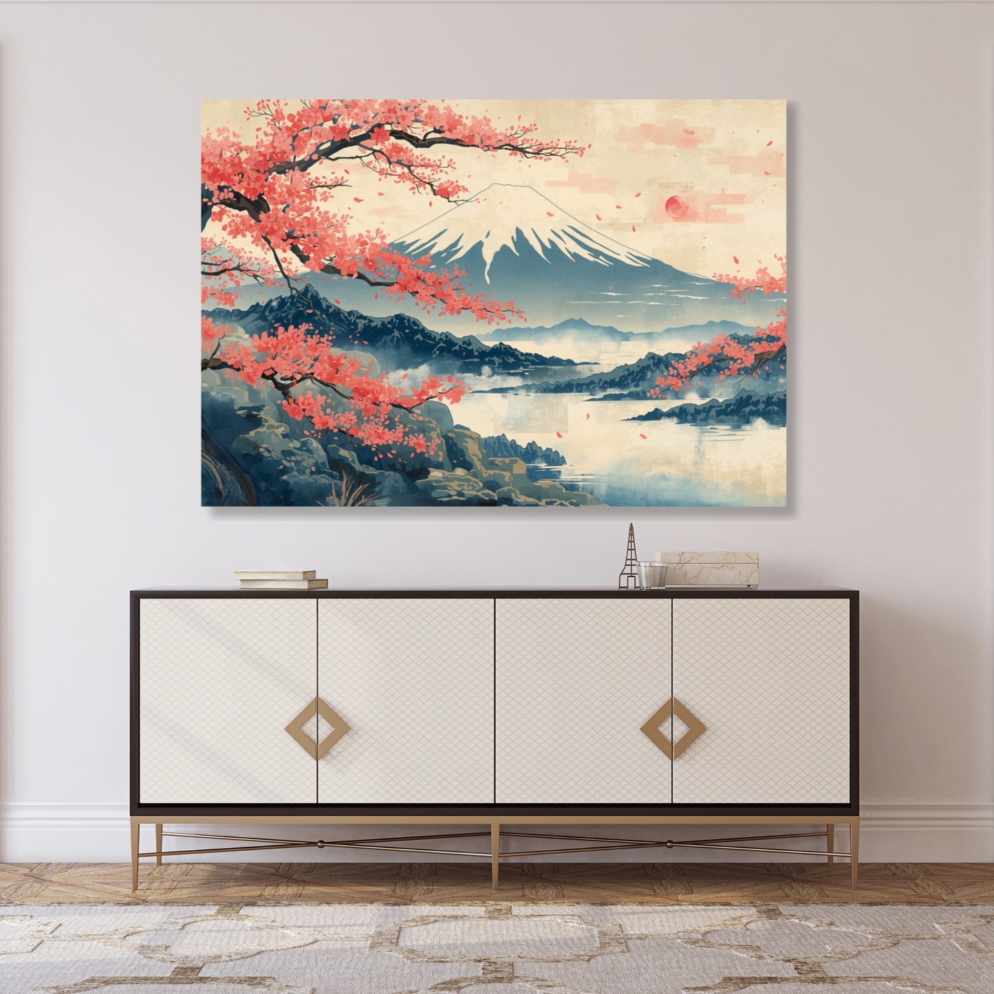 Mount Fuji Vintage Wall Art Canvas Print