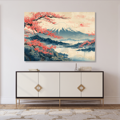 Mount Fuji Vintage Wall Art Canvas Print
