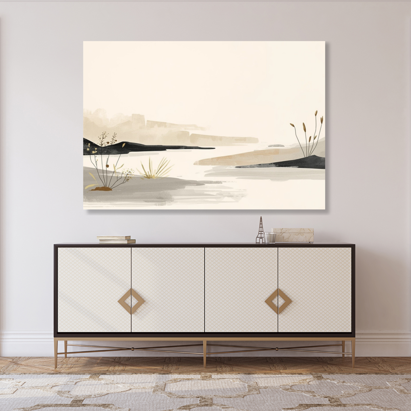 Japandi Stream Wall Art Canvas Print