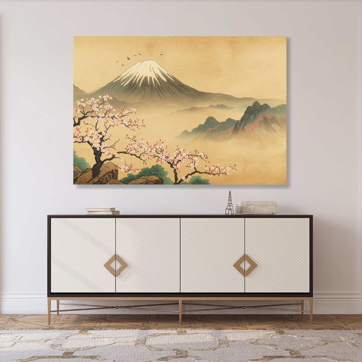 Vintage Mount Fuji Wall Art Canvas Print