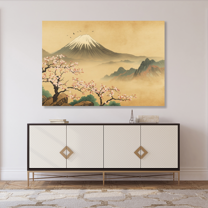 Vintage Mount Fuji Wall Art Canvas Print