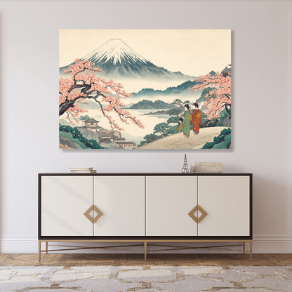 Mount Fuji Cherry Blossoms Wall Art Canvas Print