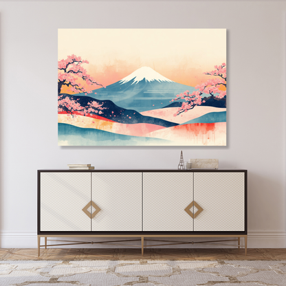 Mount Fuji Technicolour Wall Art Canvas Print
