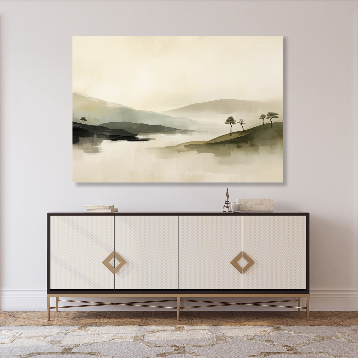 Japandi Morning Mist Wall Art Canvas Print