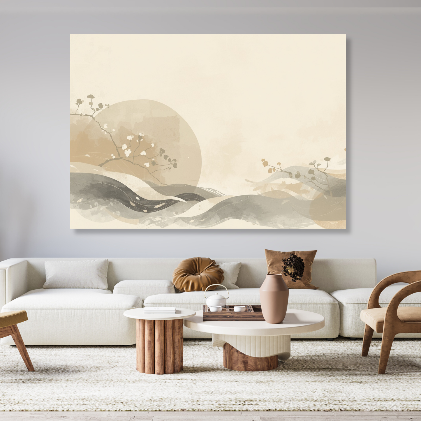 Japandi Sunrise Wall Art Canvas Print