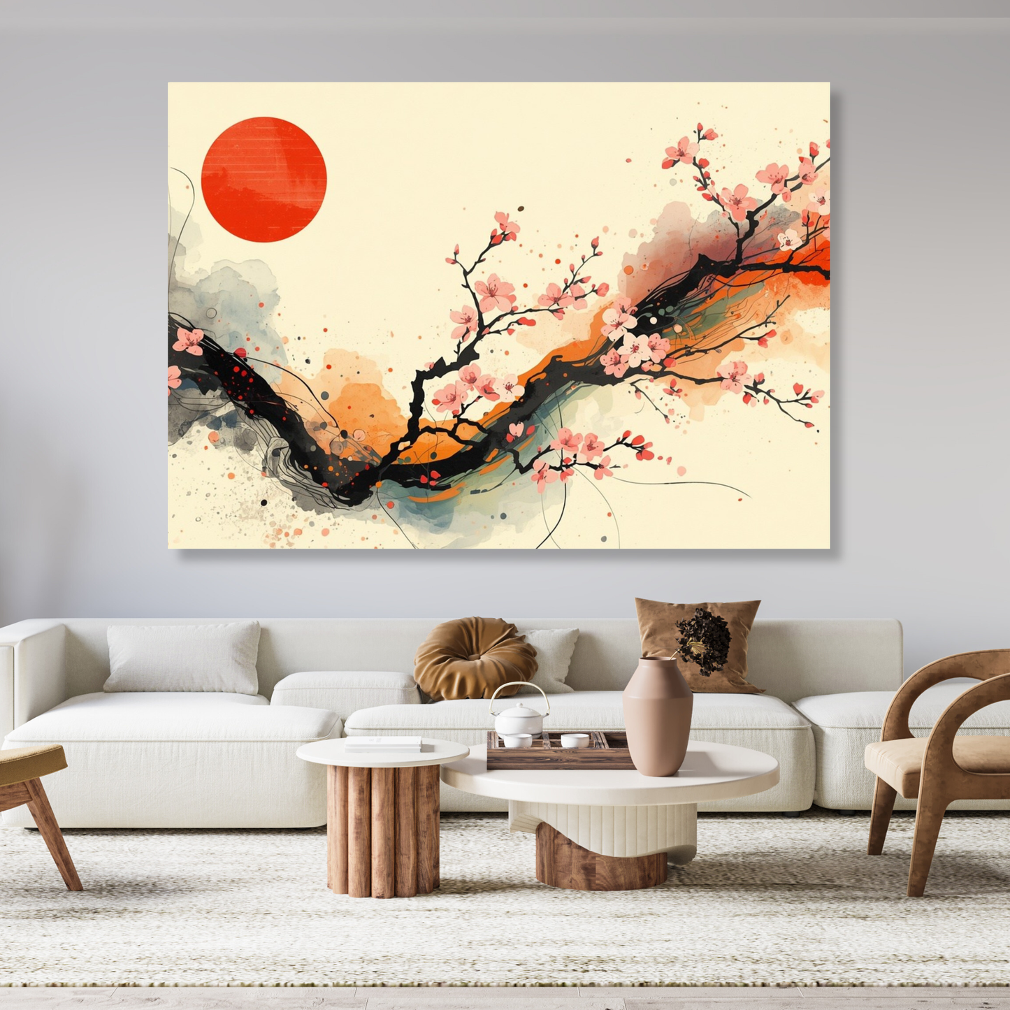 Abstract Cherry Blossom Wall Art Canvas Print