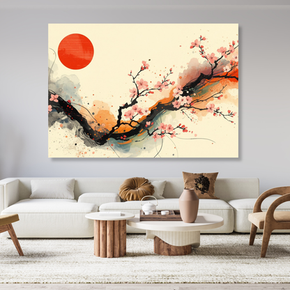 Abstract Cherry Blossom Wall Art Canvas Print