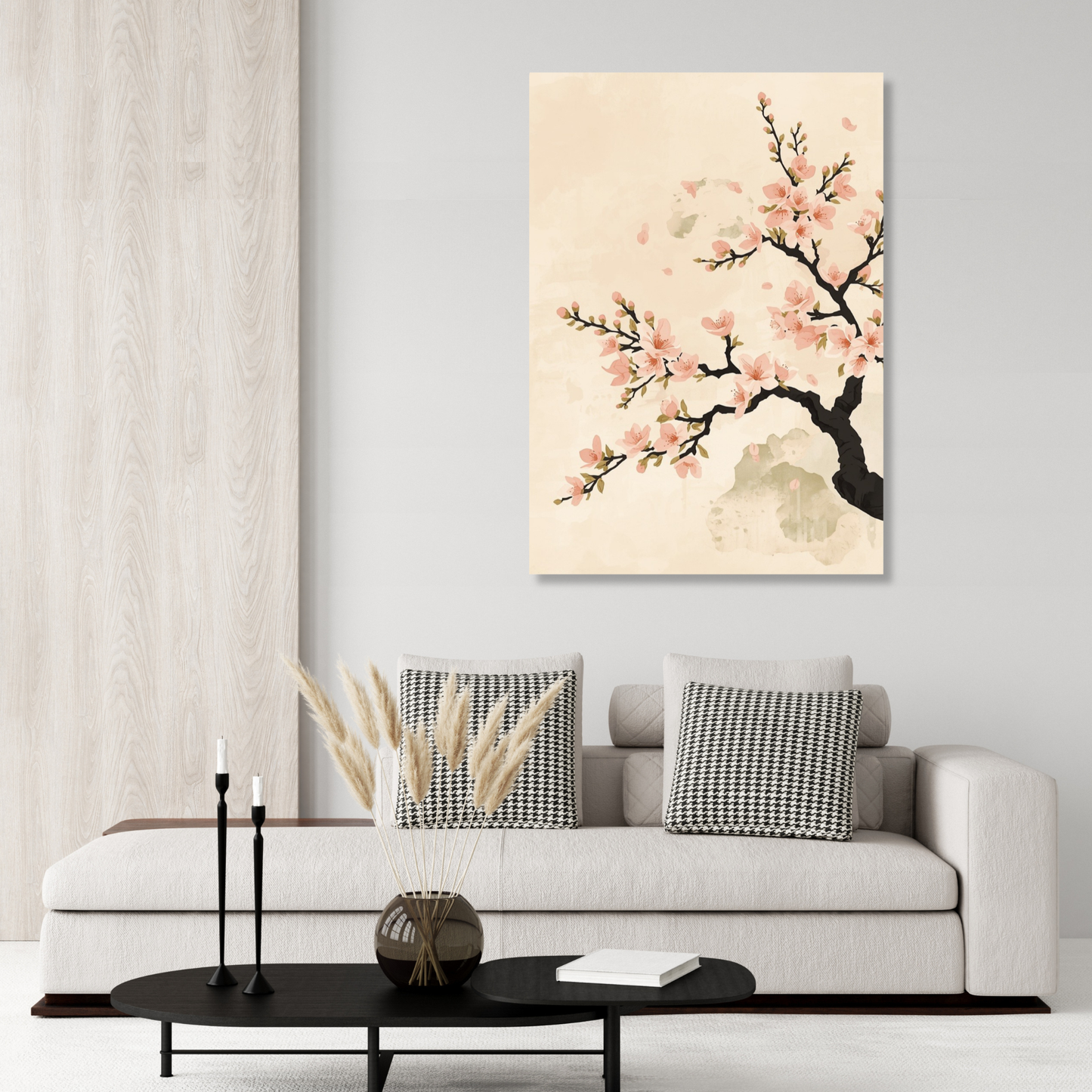 Japandi Cherry Blossom Wall Art Canvas Print