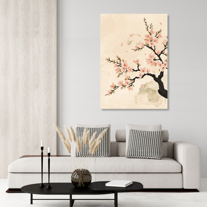 Japandi Cherry Blossom Wall Art Canvas Print