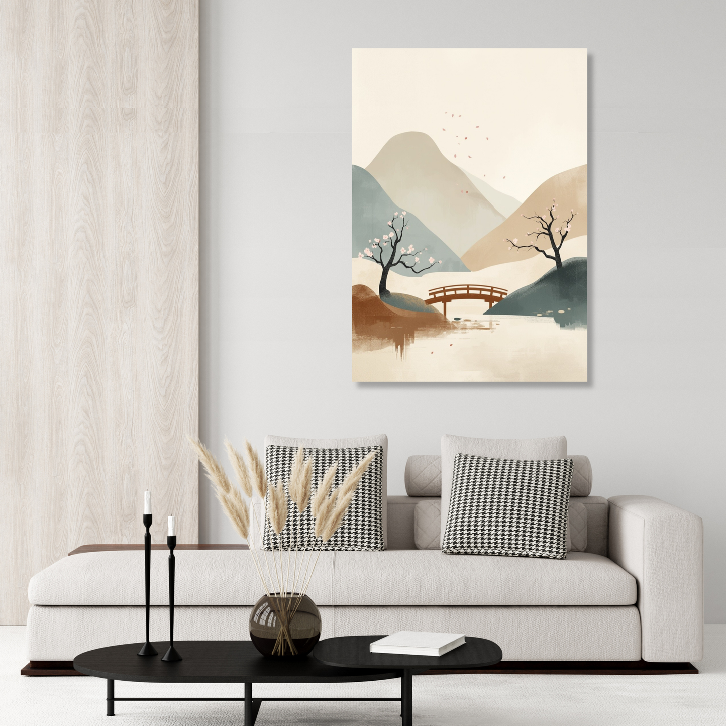 Japandi Japanese Garden Wall Art Canvas Print