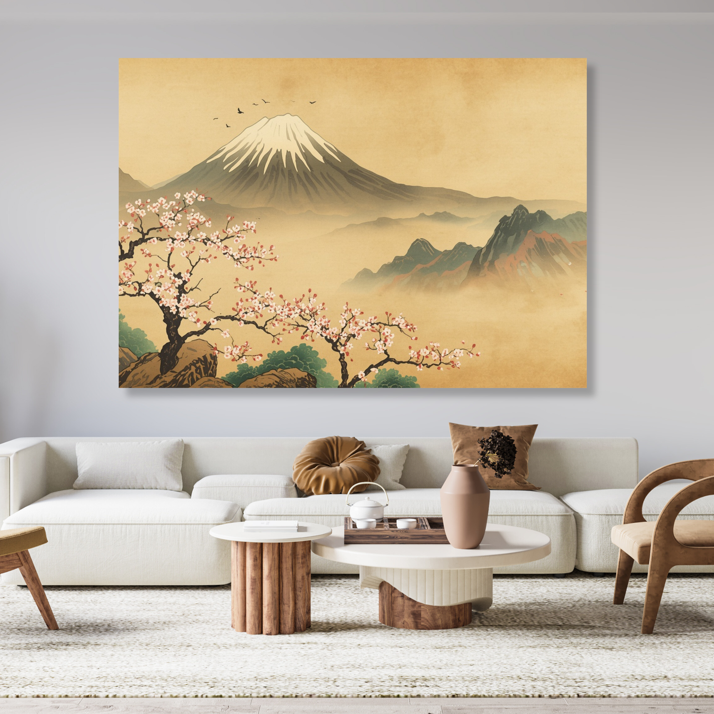 Vintage Mount Fuji Wall Art Canvas Print