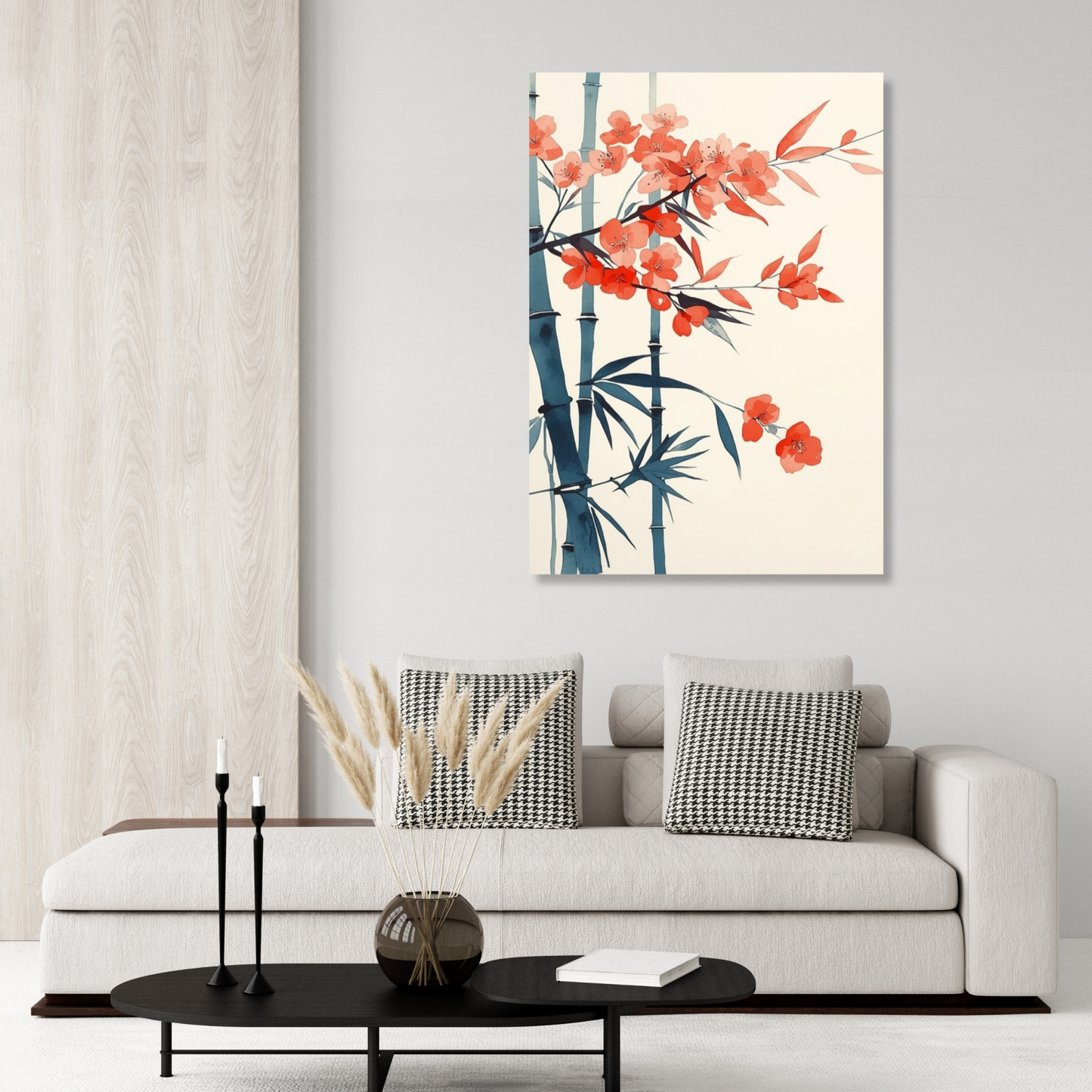 Japanese Flowering Bamboo Wall Art Canvas Print