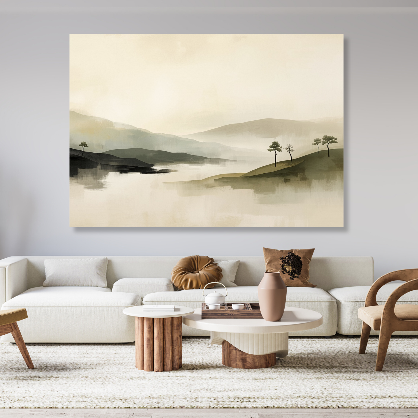 Japandi Morning Mist Wall Art Canvas Print