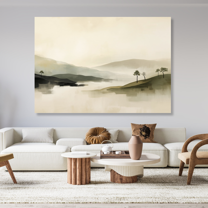 Japandi Morning Mist Wall Art Canvas Print