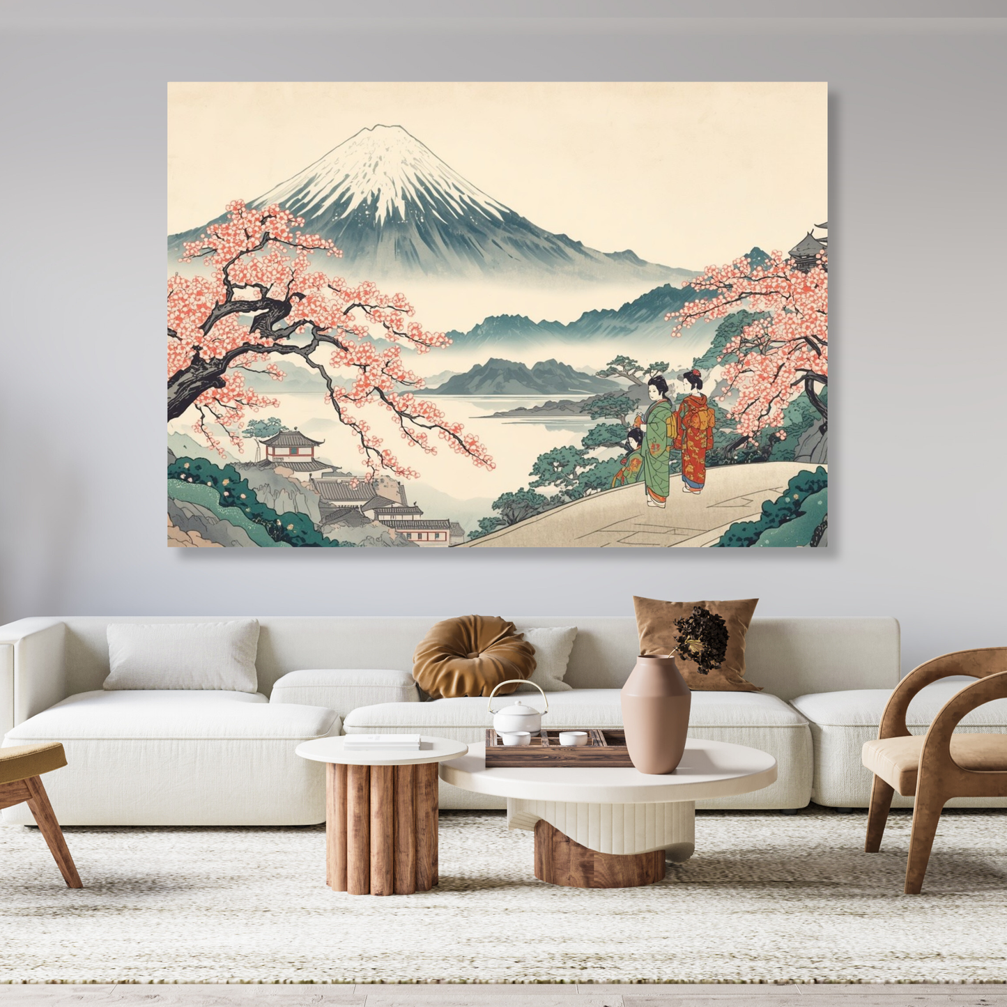 Mount Fuji Cherry Blossoms Wall Art Canvas Print