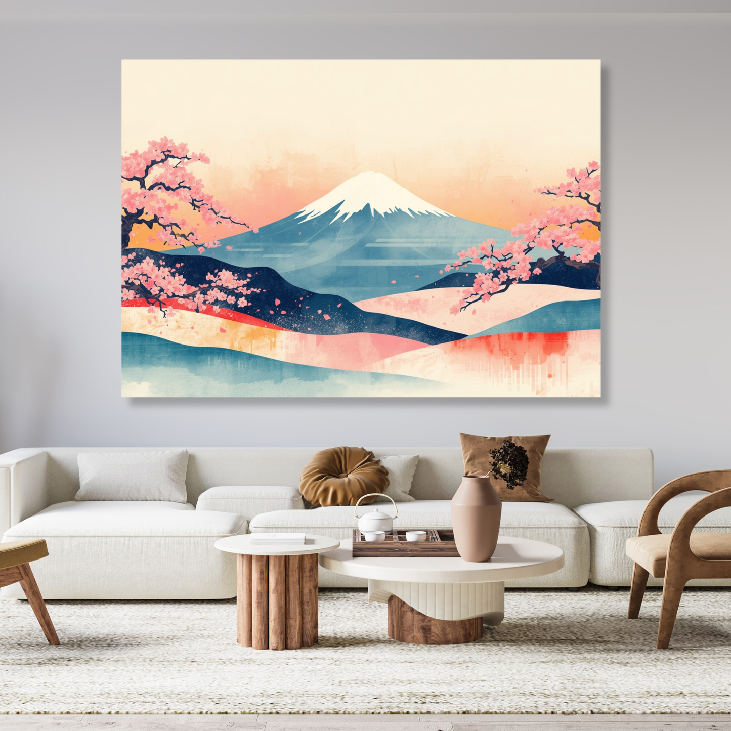 Mount Fuji Technicolour Wall Art Canvas Print
